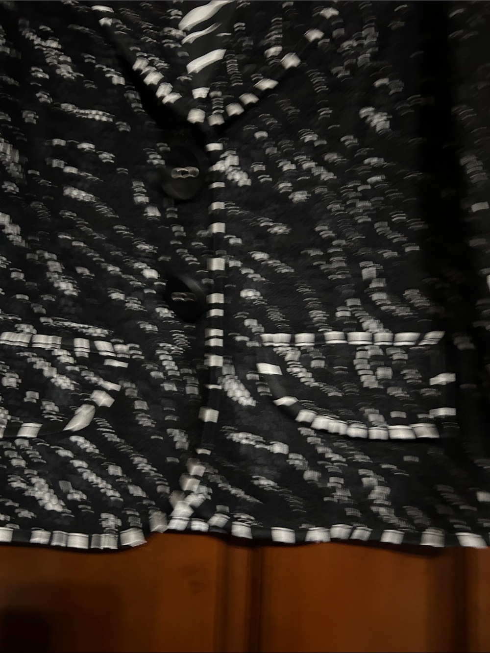 Joseph Ribkoff Black and White Patterned Zebra-Trim Blazer - Picture 6 of 8
